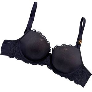 Victoria’s Secret 34A Navy Shimmer Lace Trim Padded Bra